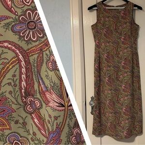 Sofisticate Vintage Dress Sheath Sage Green & Pink  Forest Fairy Y2K Silk Size 6